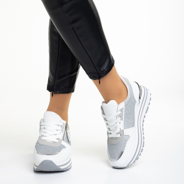 Γυναικεία αθλητικά παπούτσια  λευκά από ύφασμα Gisela - Kalapod.gr