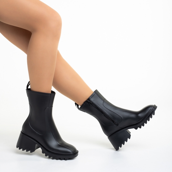 Γυναικείες μπότες μαύρες από συνθετικό ύλικο Sumeya, 5 - Kalapod.gr