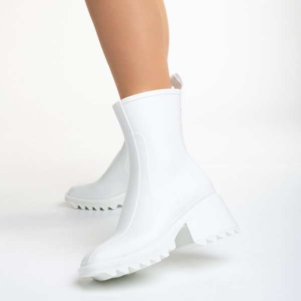 Γυναικείες μπότες  λευκά από συνθετικό ύλικο Sumeya, 4 - Kalapod.gr