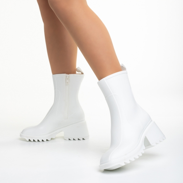 Γυναικείες μπότες  λευκά από συνθετικό ύλικο Sumeya, 5 - Kalapod.gr