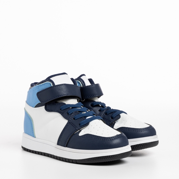 Παιδικά αθλητικά παπούτσια μπλε με λευκό από οικολογικό δέρμα Haddie, 3 - Kalapod.gr