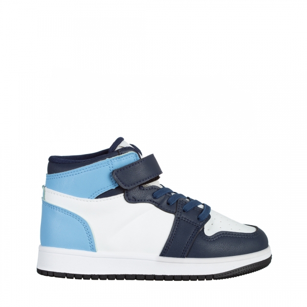 Παιδικά αθλητικά παπούτσια μπλε με λευκό από οικολογικό δέρμα Haddie, 2 - Kalapod.gr