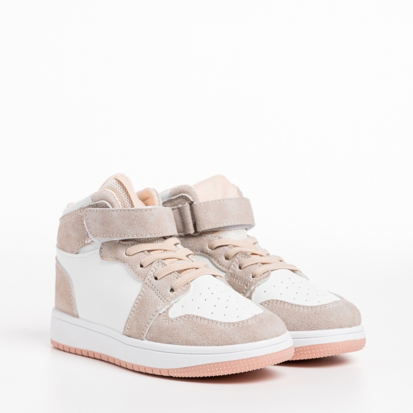 Παιδικά αθλητικά παπούτσια λευκά με ροζ από οικολογικό δέρμα Haddie, 3 - Kalapod.gr