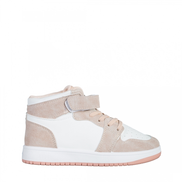 Παιδικά αθλητικά παπούτσια λευκά με ροζ από οικολογικό δέρμα Haddie, 2 - Kalapod.gr