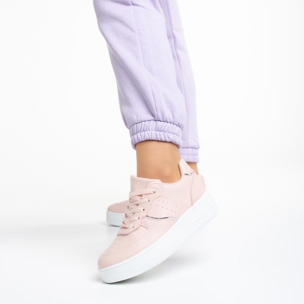 Γυναικεία αθλητικά παπούτσια  ροζ από οικολογικό δέρμα Hollie - Kalapod.gr