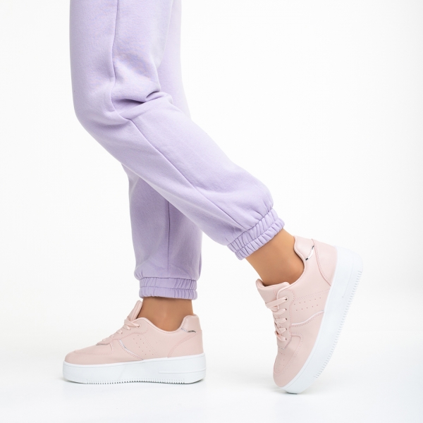 Γυναικεία αθλητικά παπούτσια  ροζ από οικολογικό δέρμα Hollie, 3 - Kalapod.gr