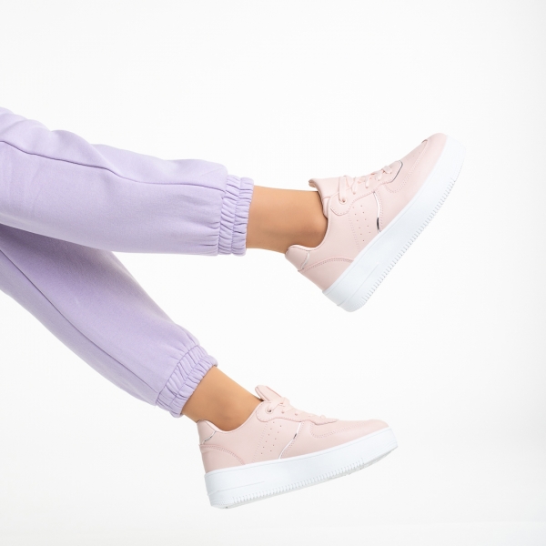 Γυναικεία αθλητικά παπούτσια  ροζ από οικολογικό δέρμα Hollie, 6 - Kalapod.gr