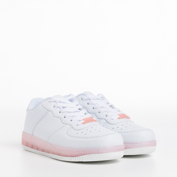Παιδικά αθλητικά παπούτσια  λευκά με ροζ από οικολογικό δέρμα Carsyn - Kalapod.gr