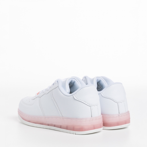 Παιδικά αθλητικά παπούτσια  λευκά με ροζ από οικολογικό δέρμα Carsyn, 4 - Kalapod.gr