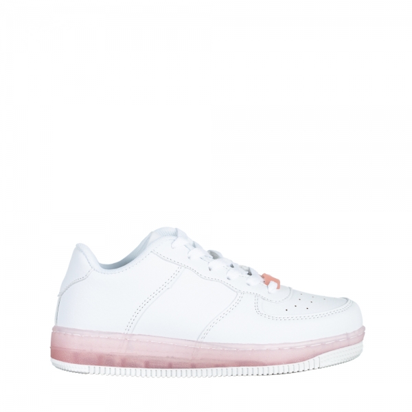 Παιδικά αθλητικά παπούτσια  λευκά με ροζ από οικολογικό δέρμα Carsyn, 2 - Kalapod.gr