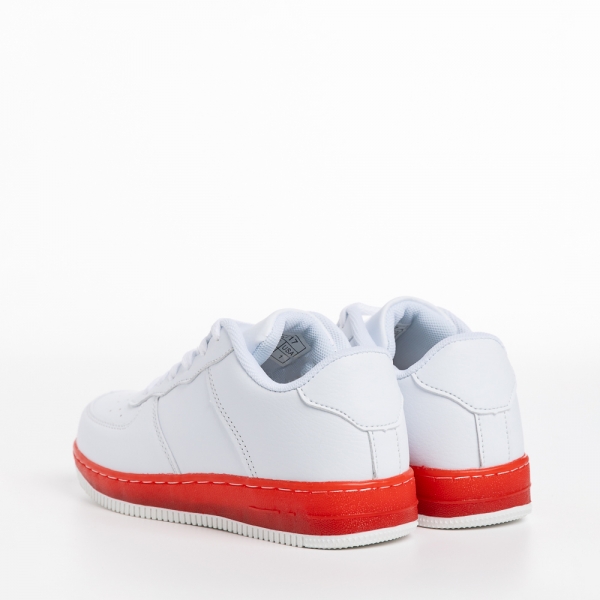 Παιδικά αθλητικά παπούτσια  λευκά με κόκκινο από οικολογικό δέρμα Carsyn, 4 - Kalapod.gr