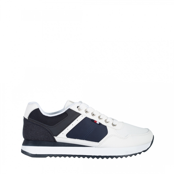 Ανδρικά αθλητικά παπούτσια λευκά από ύφασμα Gael, 2 - Kalapod.gr