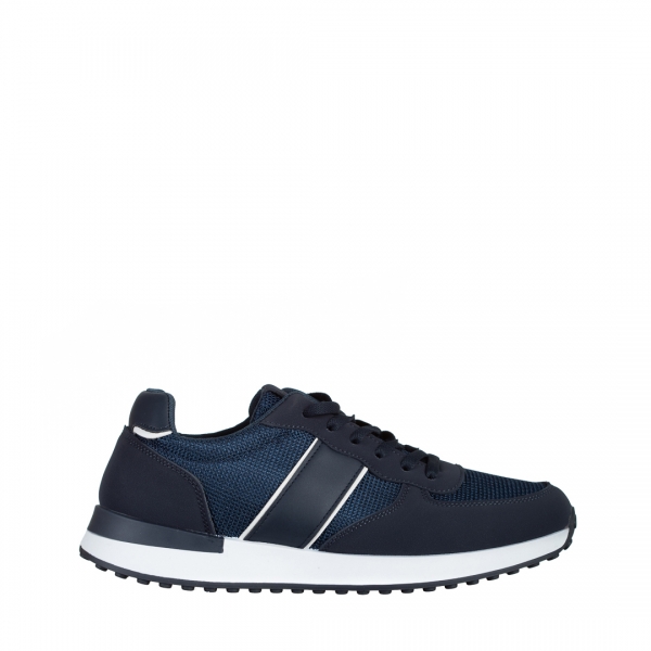 Ανδρικά αθλητικά παπούτσια μπλε από ύφασμα Valdez, 2 - Kalapod.gr
