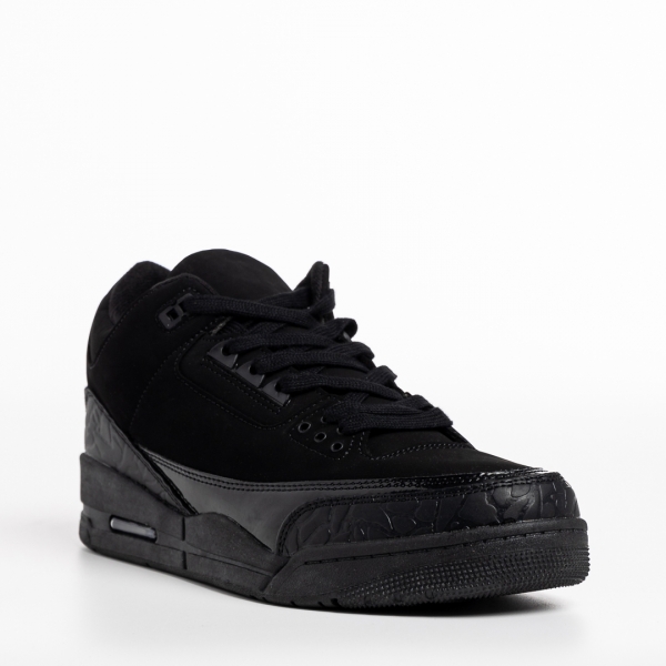 Ανδρικά αθλητικά παπούτσια μαύρα από οικολογικό δέρμα Marcelo, 3 - Kalapod.gr