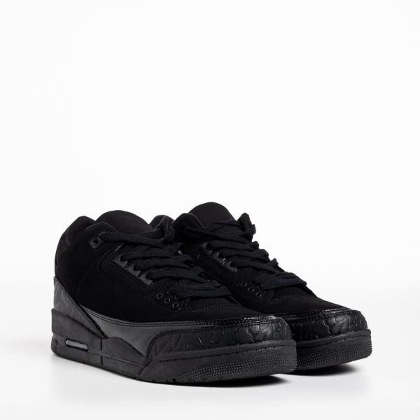 Ανδρικά αθλητικά παπούτσια μαύρα από οικολογικό δέρμα Marcelo - Kalapod.gr