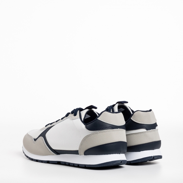 Ανδρικά αθλητικά παπούτσια λευκά με γκρί από ύφασμα Sandon, 4 - Kalapod.gr