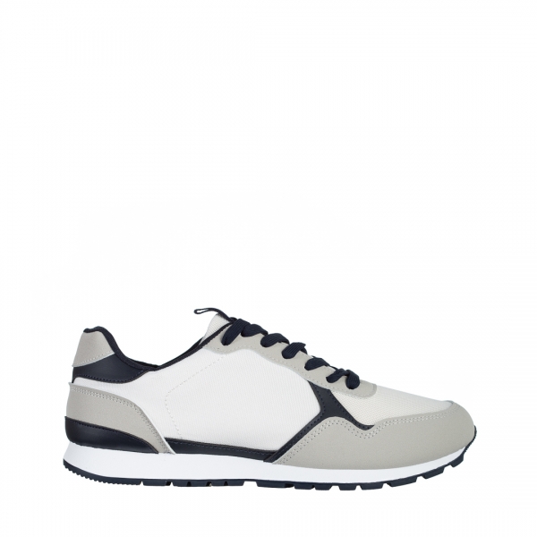 Ανδρικά αθλητικά παπούτσια λευκά με γκρί από ύφασμα Sandon, 2 - Kalapod.gr