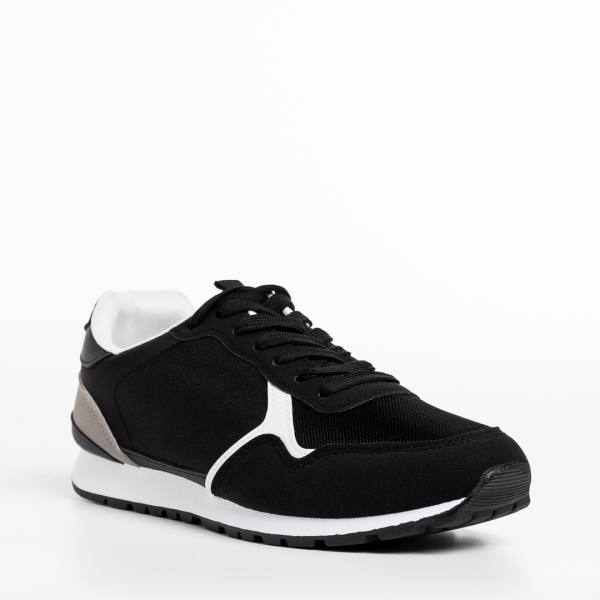 Ανδρικά αθλητικά παπούτσια μαύρα από ύφασμα Sandon, 3 - Kalapod.gr