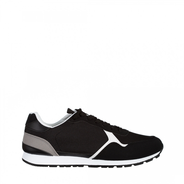 Ανδρικά αθλητικά παπούτσια μαύρα από ύφασμα Sandon, 2 - Kalapod.gr