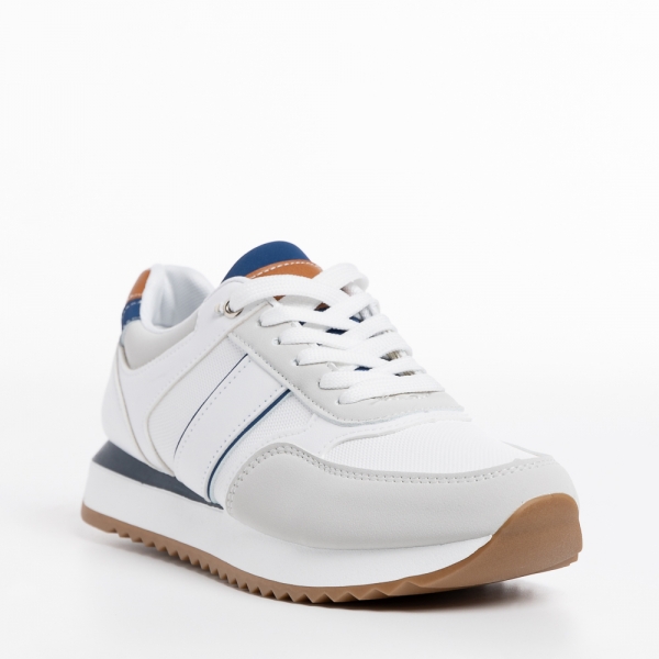Ανδρικά αθλητικά παπούτσια λευκά από οικολογικό δέρμα Federico - Kalapod.gr