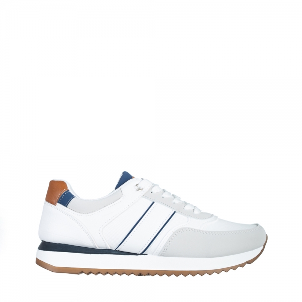 Ανδρικά αθλητικά παπούτσια λευκά από οικολογικό δέρμα Federico, 2 - Kalapod.gr