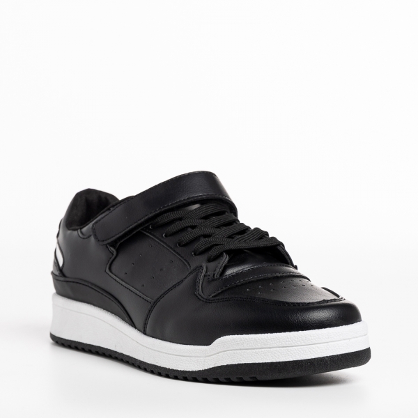 Ανδρικά αθλητικά παπούτσια μαύρα από οικολογικό δέρμα Zaid - Kalapod.gr