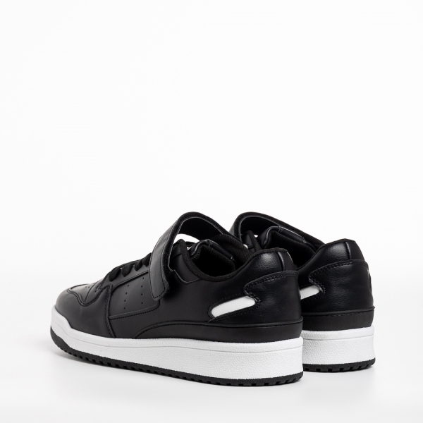 Ανδρικά αθλητικά παπούτσια μαύρα από οικολογικό δέρμα Zaid, 4 - Kalapod.gr