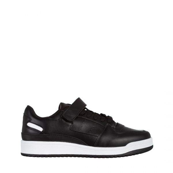 Ανδρικά αθλητικά παπούτσια μαύρα από οικολογικό δέρμα Zaid, 2 - Kalapod.gr