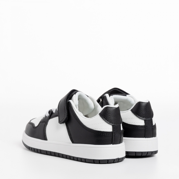 Παιδικά αθλητικά παπούτσια  λευκά με μαύρο από οικολογικό δέρμα Bristol, 4 - Kalapod.gr
