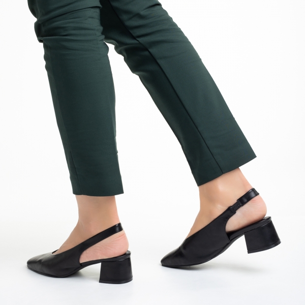 Γυναικεία παπούτσια  μαύρα από οικολογικό δέρμα με τακούνι Zelda, 4 - Kalapod.gr