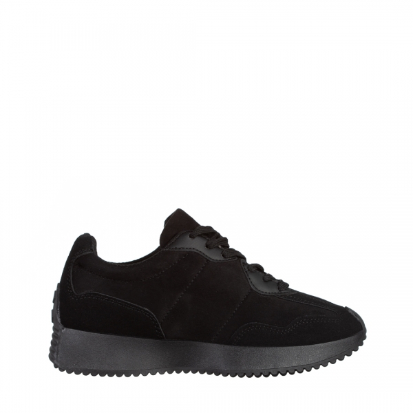 Γυναικεία αθλητικά παπούτσια μαύρα  από ύφασμα Mariabella, 2 - Kalapod.gr