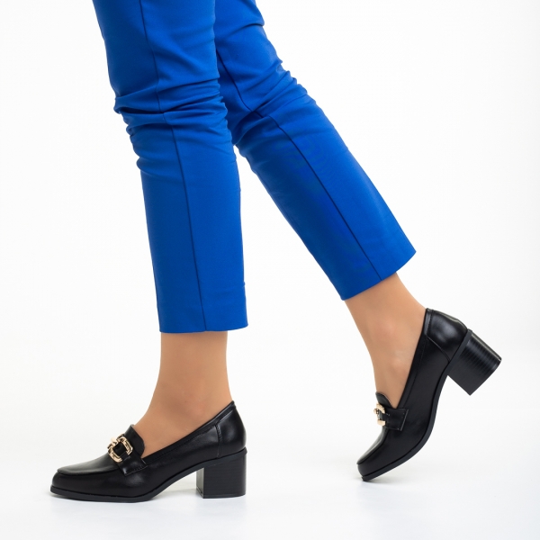Γυναικεία παπούτσια  μαύρα από οικολογικό δέρμα  με τακούνι Quintina - Kalapod.gr
