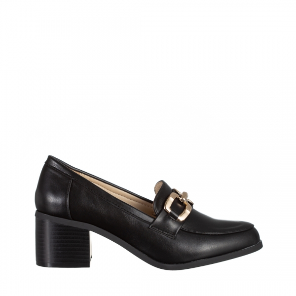 Γυναικεία παπούτσια  μαύρα από οικολογικό δέρμα  με τακούνι Quintina, 2 - Kalapod.gr