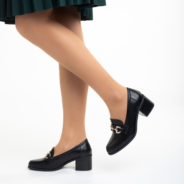 Γυναικεία παπούτσια  μαύρα από οικολογικό δέρμα  με τακούνι Felicienne - Kalapod.gr