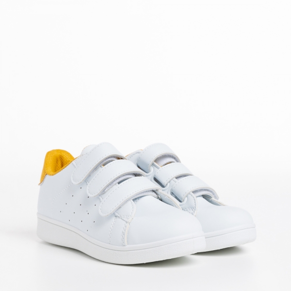 Παιδικά αθλητικά παπούτσια  Lamy λευκά με κίτρινο, 3 - Kalapod.gr