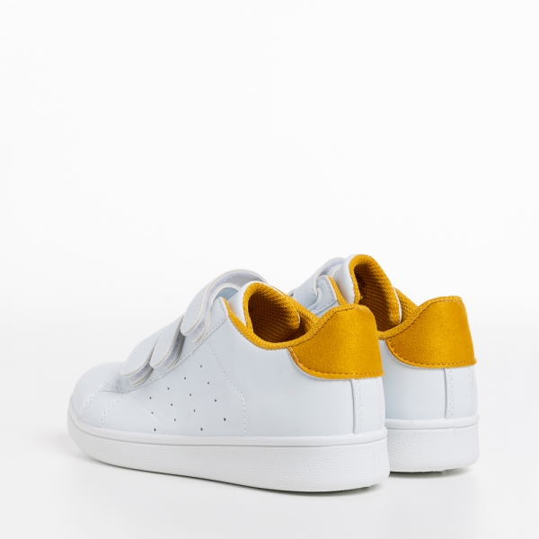 Παιδικά αθλητικά παπούτσια  Lamy λευκά με κίτρινο, 4 - Kalapod.gr