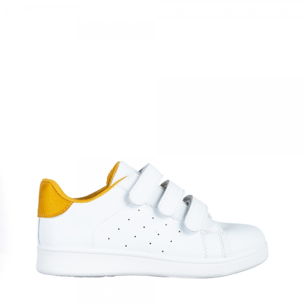 Παιδικά αθλητικά παπούτσια  Lamy λευκά με κίτρινο, 2 - Kalapod.gr