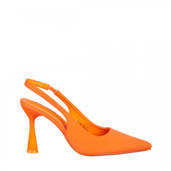 Γυναικεία παπούτσια  πορτοκαλί  από ύφασμα με τακούνι Dolabella, 2 - Kalapod.gr