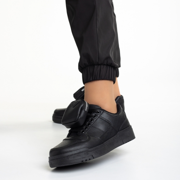Γυναικεία αθλητικά παπούτσια μαύρα από οικολογικό δέρμα  Inola, 3 - Kalapod.gr