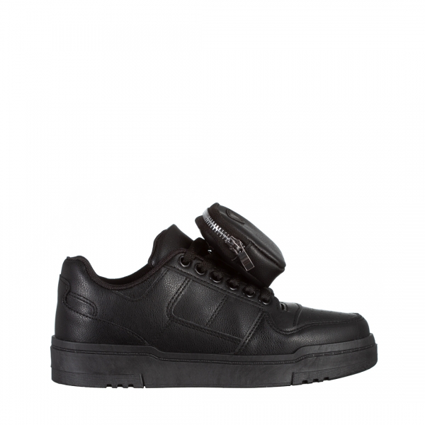 Γυναικεία αθλητικά παπούτσια μαύρα από οικολογικό δέρμα  Inola, 2 - Kalapod.gr