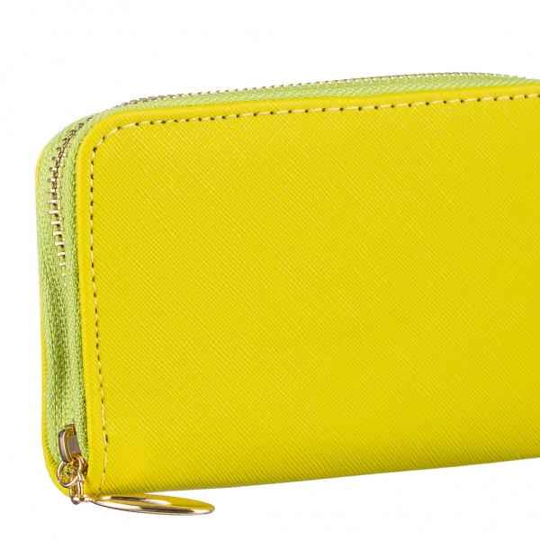 Γυναικείο πορτοφόλι κίτρινο από οικολογικό δέρμα  Amparo, 4 - Kalapod.gr