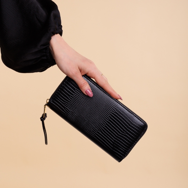 Γυναικείο πορτοφόλι μαύρο από οικολογικό δέρμα  Adelaida - Kalapod.gr