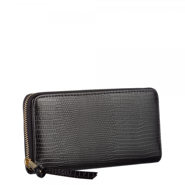 Γυναικείο πορτοφόλι μαύρο από οικολογικό δέρμα  Adelaida, 3 - Kalapod.gr
