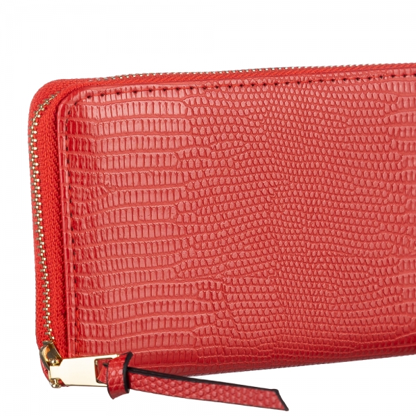 Γυναικείο πορτοφόλι κόκκινο από οικολογικό δέρμα  Adelaida, 4 - Kalapod.gr