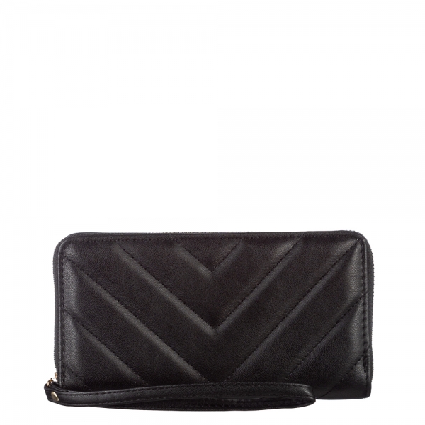 Γυναικείο πορτοφόλι μαύρο από οικολογικό δέρμα  Zaray, 2 - Kalapod.gr