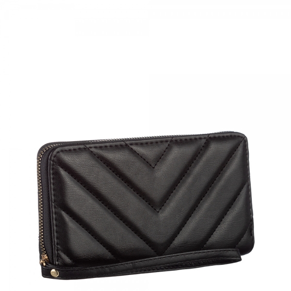 Γυναικείο πορτοφόλι μαύρο από οικολογικό δέρμα  Zaray, 3 - Kalapod.gr