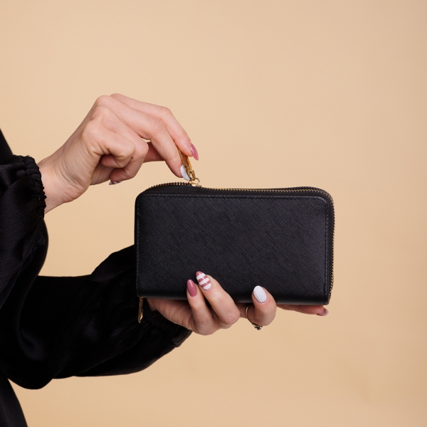 Γυναικείο πορτοφόλι μαύρο από οικολογικό δέρμα  Mairin - Kalapod.gr