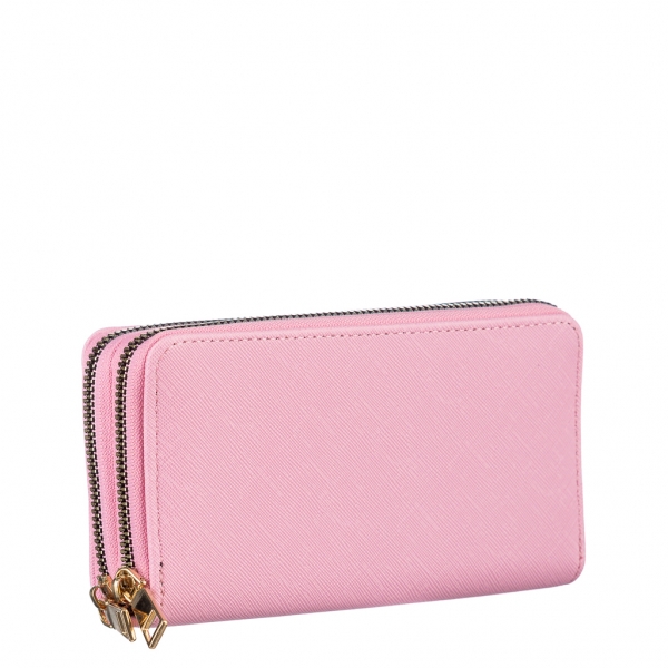 Γυναικείο πορτοφόλι ροζ από οικολογικό δέρμα  Mairin, 3 - Kalapod.gr