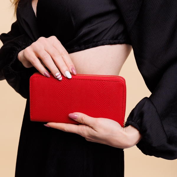 Γυναικείο πορτοφόλι κόκκινο από οικολογικό δέρμα  Nidia - Kalapod.gr