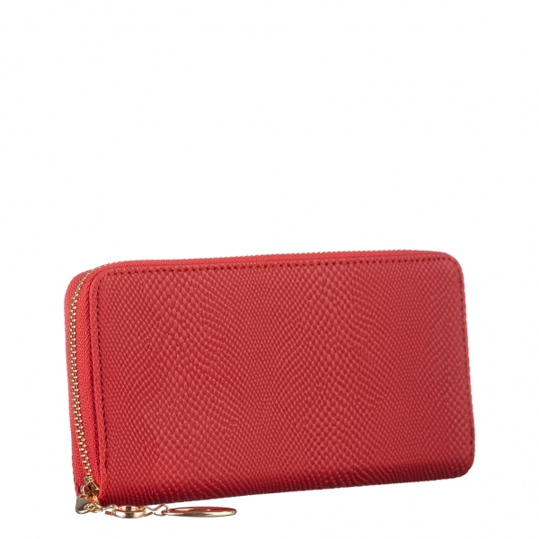 Γυναικείο πορτοφόλι κόκκινο από οικολογικό δέρμα  Nidia, 3 - Kalapod.gr